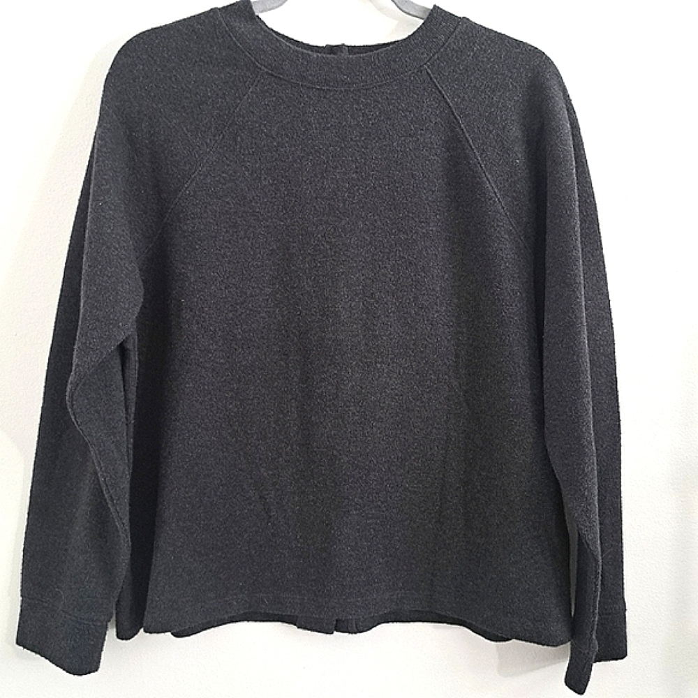 Madewell (Re)sourced Plush Charcoal Button-Back Sweater Knit Top Women's Large